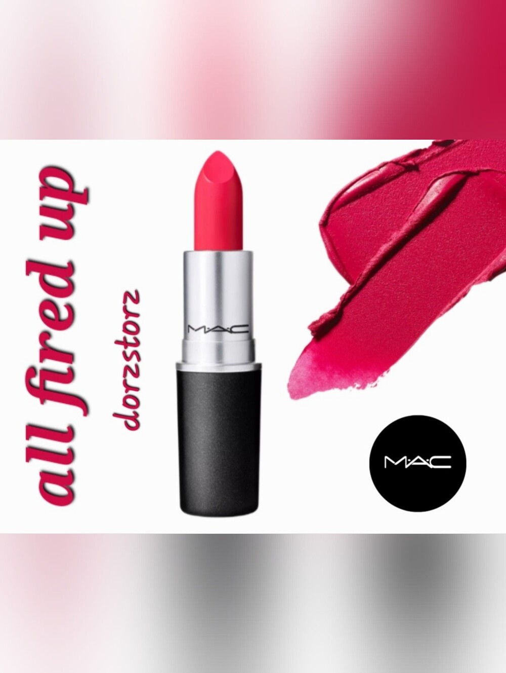 MAC • Retro Matte Lipstick • ALL FIRED UP • Bright Pink • .10 oz • New in box